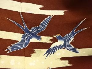 アンティーク　霞に燕模様着物